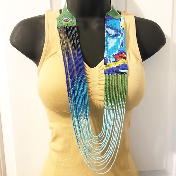 Gorgeous Show stopper handmade glass bead necklace - Picture 4 of 6